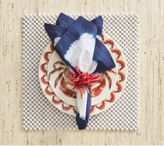 Congo Napkin in White & Blue, Set of 4