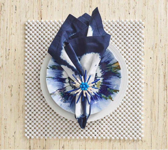 Congo Napkin in White & Blue, Set of 4