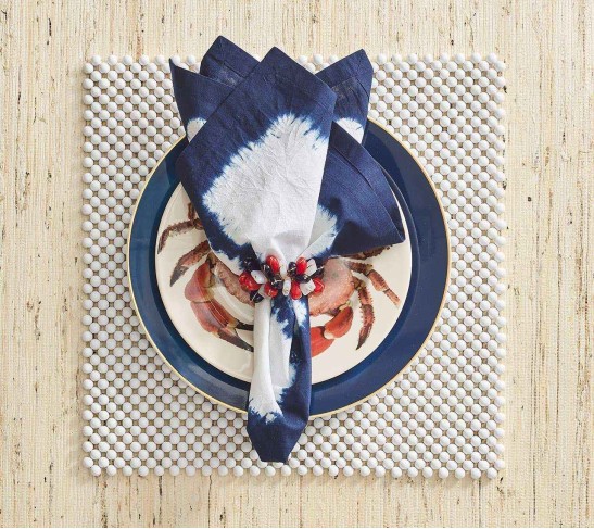 Congo Napkin in White & Blue, Set of 4