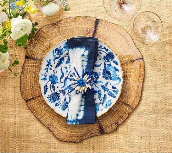 Congo Napkin in White & Blue, Set of 4