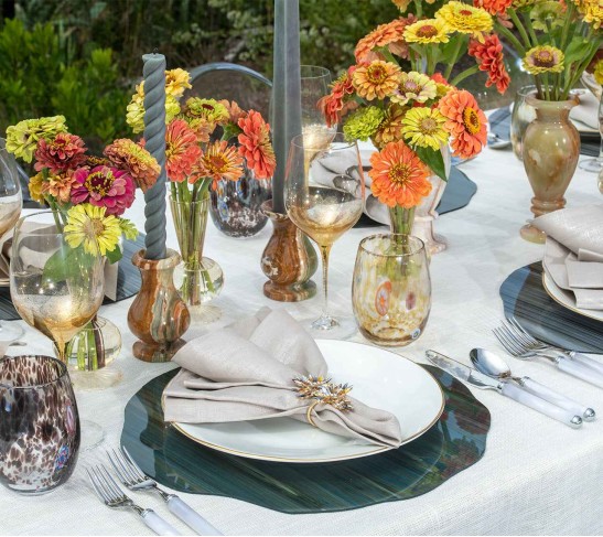 Metallic Linen Napkin in Natural & Silver, Set of 4