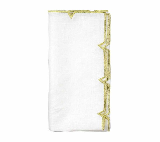 Divot Napkin in White & Gold, Set of 4