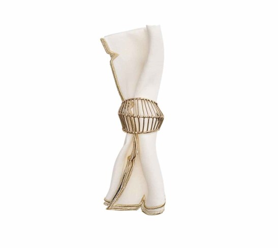 Divot Napkin in White & Gold, Set of 4