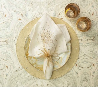 Spider Bead Burst Napkin Ring in Champagne, Set of 4