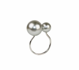 Pearl Napkin Ring in Gray & Silver, Set of 4