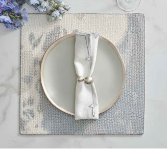 Pearl Napkin Ring in Gray & Silver, Set of 4