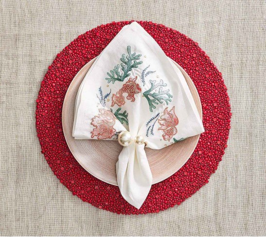 Pearl Napkin Ring in Ivory & Gold, Set of 4