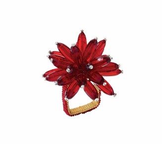 Constellation Napkin Ring in Red & Crystal, Set of 4