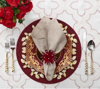 Constellation Napkin Ring in Red & Crystal, Set of 4