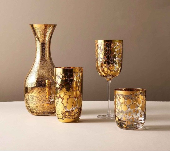 Crackle Tumbler in Gold, Set of 4