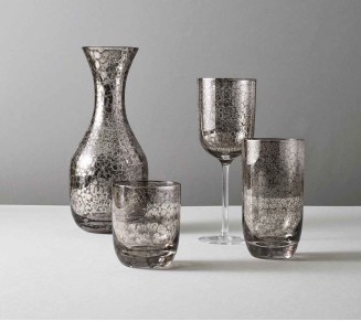 Crackle Double Old Fashioned in Platinum, Set of 4
