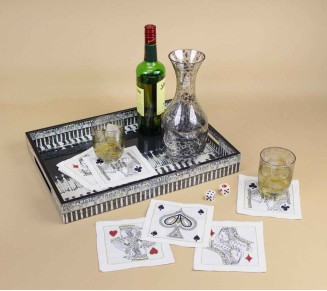 House Of Cards Cocktail Napkins in White, Red & Black, Set of 8 in a Gift Box
