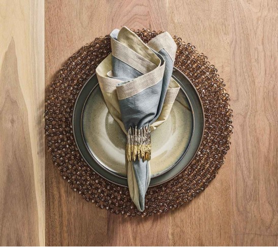 Patina Napkin Ring in Gold & Silver, Set of 4