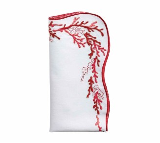 Reef Napkin in White, Coral & Gold, Set of 4