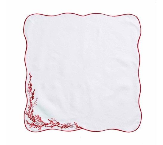 Reef Napkin in White, Coral & Gold, Set of 4