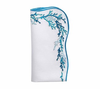 Reef Napkin in White, Turquoise & Gold, Set of 4