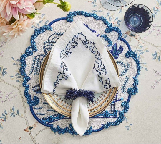 Carnival Napkin Ring in Navy, Set of 4