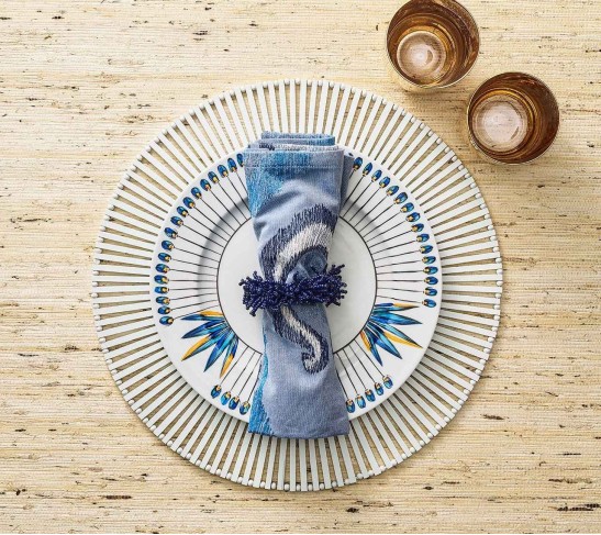Carnival Napkin Ring in Navy, Set of 4