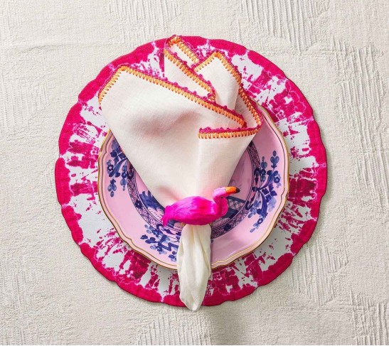 Flamingo Napkin Ring in Pink & Orange, Set of 4