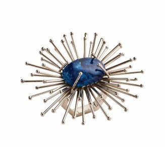 Flare Napkin Ring in Cobalt & Silver, Set of 4