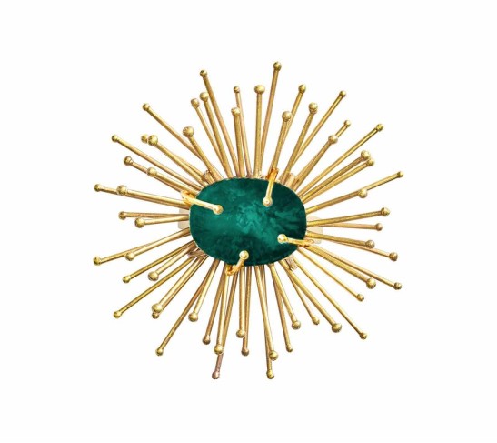 Flare Napkin Ring in Gold & Emerald, Set of 4