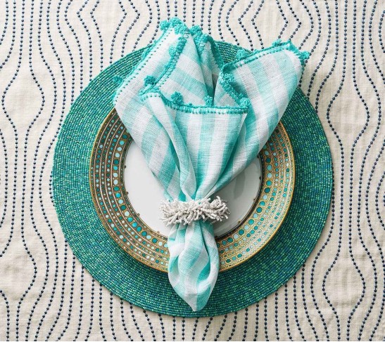 Confetti Placemat in Turquoise, Set of 4