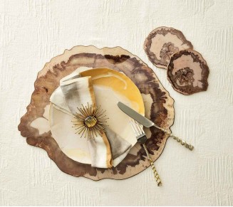 Petrified Wood Placemat in Natural & Brown, Set of 4