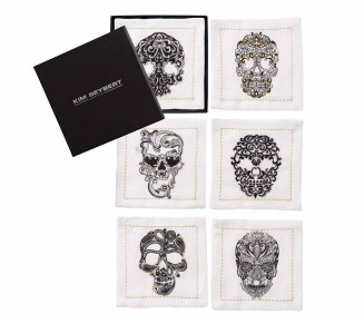 Catrina Cocktail Napkins in White & Multi, Set of 6 in a Gift Box