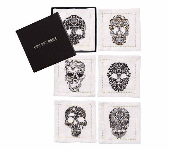 Catrina Cocktail Napkins in White & Multi, Set of 6 in a Gift Box