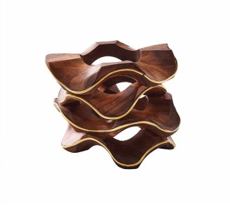 Pavilion Napkin Ring in Brown & Gold, Set of 4