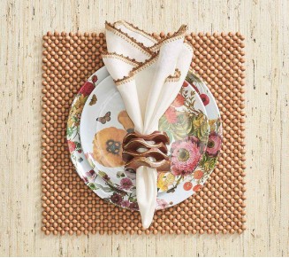 Pavilion Napkin Ring in Brown & Gold, Set of 4