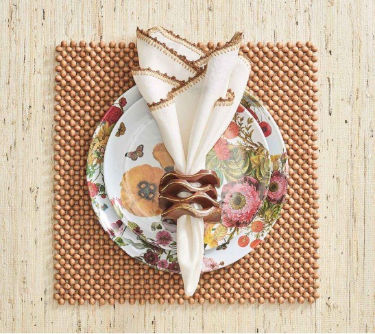 Pavilion Napkin Ring in Brown & Gold, Set of 4
