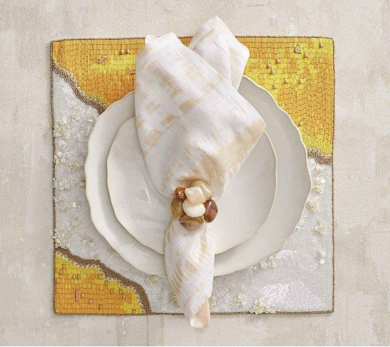 Bazaar Napkin in Ivory & Natural, Set of 4