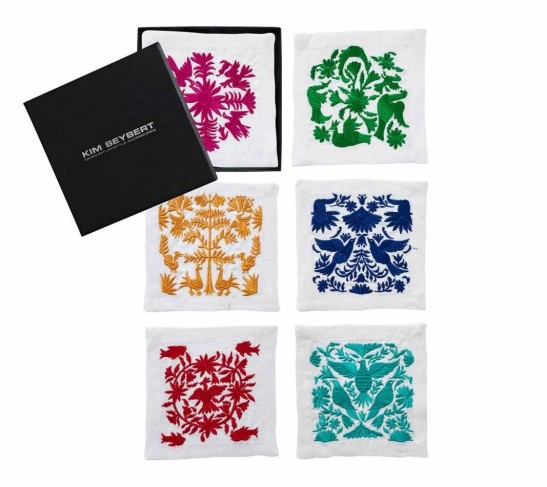Otomi Cocktail Napkins in Multi, Set of 6 in a Gift Box