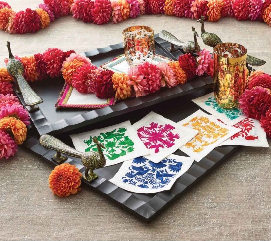Otomi Cocktail Napkins in Multi, Set of 6 in a Gift Box