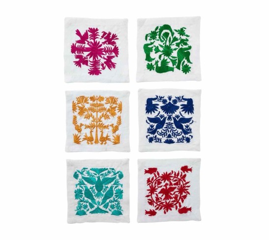 Otomi Cocktail Napkins in Multi, Set of 6 in a Gift Box