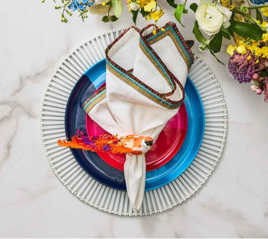 Spectrum Napkin in White & Multi, Set of 4