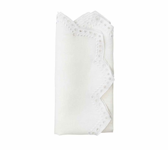 Tapestry Napkin in White, Set of 4