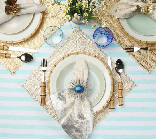 Stamped Reversible Placemat in Silver & Gold, Set of 4