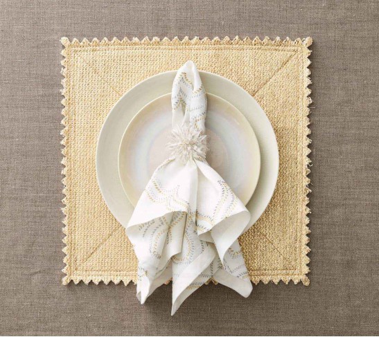 Stamped Reversible Placemat in Silver & Gold, Set of 4