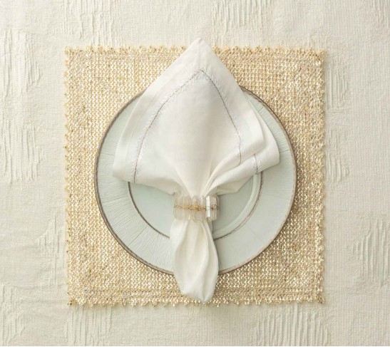 Stamped Reversible Placemat in Silver & Gold, Set of 4