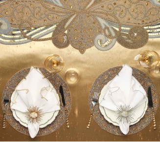 Art Nouveau Table Runner in Silver & Gold