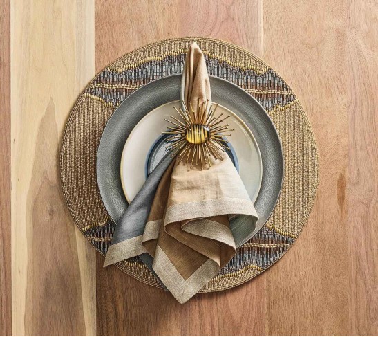 Dip Dye Napkin in Beige, Taupe & Gray, Set of 4