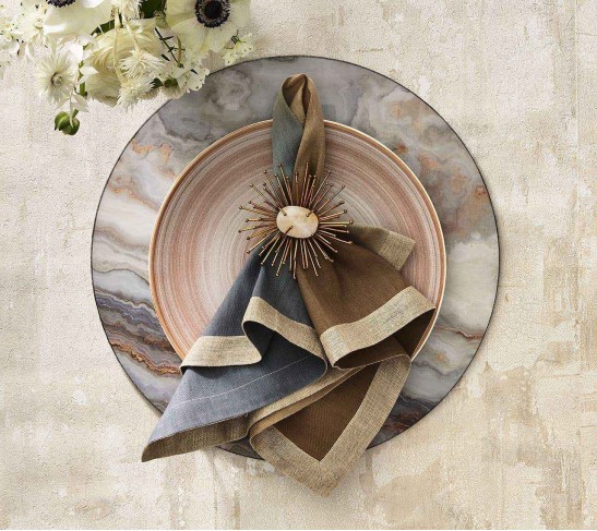 Dip Dye Napkin in Beige, Taupe & Gray, Set of 4