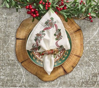 Dasher Napkin Rings in Brown & Multi, Set of 4 in a Gift Box