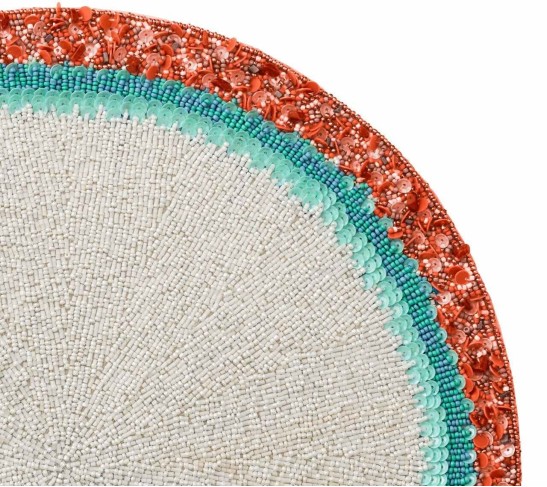 Amalfi Placemat in White, Turquoise & Coral, Set of 4