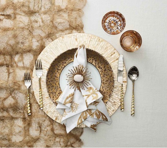 Byzantine Placemat in Ivory & Gold, Set of 4