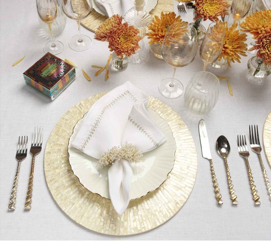 Byzantine Placemat in Ivory & Gold, Set of 4