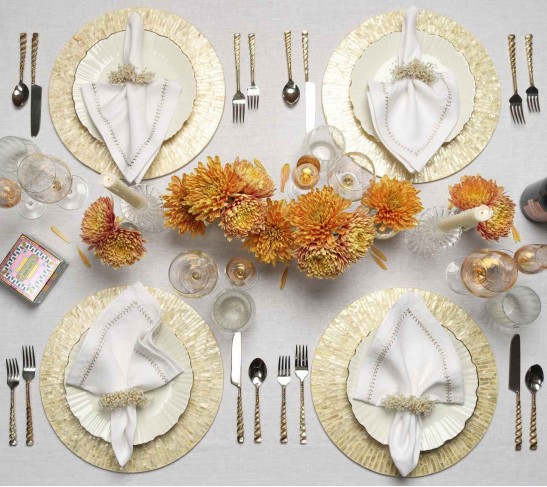Byzantine Placemat in Ivory & Gold, Set of 4