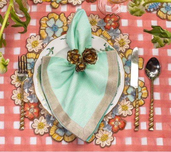 Bouquet Napkin Ring in Gold, Set of 4